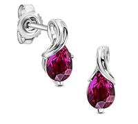 Miore, Pendientes Mujer en Oro Blanco 9K 375 con Rubí en Forma de Pera, Joyas Atemporales de Oro Auténtico con Rubí Rojo, Pendientes Elegantes para Mujer en Estuche de Joyería Regalo