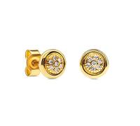 Miore-Pendientes mujer Oro amarillo con diamantes, Oro de ley 9 Quilates 375, Aretes pequeño para todas las ocasiones.