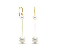 Miore - Pendientes para mujer, pendientes con perlas de agua dulce blancas, 7,5 mm, pendientes de oro amarillo de 14 quilates, 585 oro, ORO