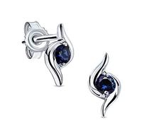 Miore pendientes presion en oro blanco 9 kt 375 con zafiro azul