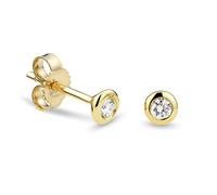 Miore pendientes solitario engaste en bisel con diamantes naturales 0,10 quilates en oro amarillo de 8 quilates 333