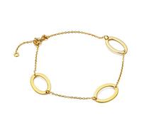 Miore, pulsera en oro amarillo macizo 9 kt 375 con 3 ovales 9 x 14 mm con cadena ajustable 16-18 cm.
