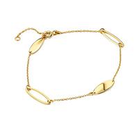 Miore, pulsera en oro amarillo macizo 9 kt 375 con 4 ovales 4,5 x 16,5 mm con cadena ajustable 16-18 cm.