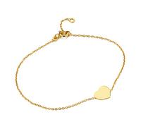 MIORE, pulsera en oro amarillo macizo 9 kt 375 con colgante en forma de corazón 8,5 x 8,5 mm con cadena ajustable 16-18 cm.