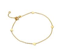 MIORE, pulsera en oro amarillo macizo 9 kt 375 con pequeños corazones 3,5 x 4 mm con cadena ajustable 16-18 cm.