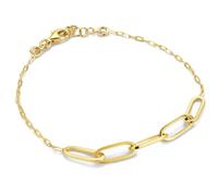 MIORE Pulsera Mujer de Plata de Ley 925 Bañada en Oro de 18K 750, Característica de Clip en Cadena de 19 cm de Largo (2 cm de Extensión) Hecha a Mano en Italia, Entregada Joyas Dorados con Joyero
