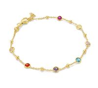 MIORE Pulsera Mujer de Plata de Ley 925 Bañada Oro 18K 750, Pulsera de Gemas de Colores, Rojo, Azul, Morado, Rosa y Amarillo, Cadena de 19cm (17+2cm) Hecha a Mano en Italia, Joyas Dorados con Joyero
