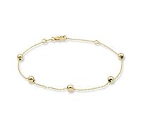 MIORE Pulsera Mujer Oro Amarillo de 9 Quilates Incluye 5 Bolas de 4x4 mm, Colgante de 18.5 cm, Fabricada en Italia, Joyas con Joyero