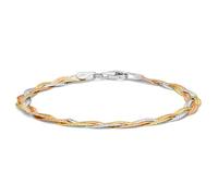 MIORE Pulsera Mujer Plata 925 Chapada en Oro de 18 Quilates Oro Amarillo y Rojo, 19cm Pulsera Plata Serpiente, Cadena de Mano Dorado, Joyería Mujer Hipoalergénica Hecha a Mano en Italia