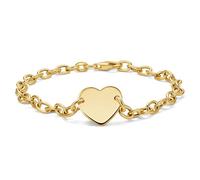 MIORE Pulsera Mujer Plata 925 Chapada en Oro de 18 Quilates, Pulsera Corazón, 19cm Cadena de Mano con Colgante Corazón, Joyería Hipoalergénica para Mujer con Joyero, Hecha a Mano en Italia