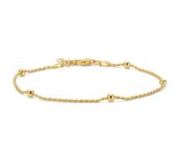 MIORE Pulsera Mujer Plata 925 Chapada en Oro de 18 Quilates, Pulsera Plata Mujer con Bolas, 18+2cm Cadena de Mano con Colgante de Bolas, Joyería Hipoalergénica con Joyero, Hecha a Mano en Italia
