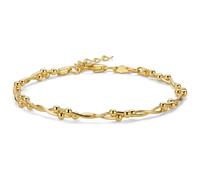 MIORE Pulsera Mujer Plata 925 Chapada en Oro de 18 Quilates, Pulsera Plata Mujer con Bolas, 18+3cm Cadena de Mano con Colgante de Bola, Joyería Hipoalergénica Hecha a Mano en Italia