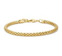 MIORE Pulsera Mujer Plata 925 Dorada Chapada en Oro de 18 Quilates, Pulsera Plata Mujer/Hombre, 18+3cm Cadena de Mano, Joyería Hipoalergénica Hecha a Mano en Italia