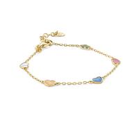 MIORE Pulsera Mujer Plata de Ley 925 Bañado en Oro 18 Quilates, Cadena de Ancla Colgante de Corazón, Ajustable 17-19 cm, Cierre de Mosquetón, Fabricado en Italia, Entregado en Joyero