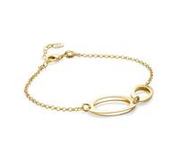 Miore Pulsera Mujer Plata de Ley 925 Bañado en Oro 18 Quilates, Diseño Redondo 37mm, Grosor 1,7mm, Cadena Ancla Darada Ajustable 17-19 cm, Cierre de Mosquetón, Fabricado en Italia, Entregado en Joyero