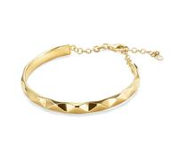 MIORE Pulsera Mujer Plata de Ley 925 Bañado en Oro 18 Quilates, Rígida Tipo Esclava Diseño Facetado Ajustable 17-21 cm, Cierre de Mosquetón, Fabricado en Italia, Entregado en Joyero