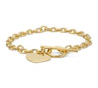 MIORE Pulsera Mujer Pulsera Plata 925 Chapada en Oro de 18 Quilates, Pulsera Plata Corazón, 19cm Cadena de Mano con Colgante Corazón, Joyería Hipoalergénica para Mujer Hecha a Mano en Italia