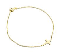 Miore Pulsera para mujer con cruz de oro amarillo de 9 quilates/375, 18 centimeters, Oro amarillo
