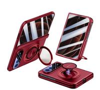 MiorMiar Estuche Rígido para Teléfono para Xiaomi 18 Fold (Rojo,Anti-pío) | Cubierta Plegable Todo Incluido, Anillo Magnético Incorporado, Correa de Mano Redonda, Película de Pantalla de Cristal