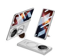 MiorMiar Estuche Rígido Plegable para PC para Honor Magic V6, Cubierta Protectora con Anillo Magnético Giratorio, Película De Pantalla De Vidrio con Bisagra Magnética (Plateado)