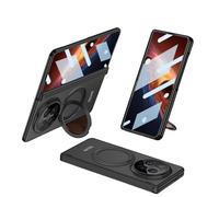 MiorMiar Estuche Rígido Plegable para PC para Honor Magic V6, Cubierta Protectora con Anillo Magnético Giratorio, Película De Pantalla De Vidrio con Bisagra Magnética (Negro)