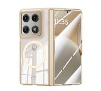 MiorMiar Funda Rígida Transparente para PC para Motorola RAZR Fold, Protege La Cubierta con Soporte/Bobina Magnética, HD/Película De Privacidad (Oro,Pantalla HD,con Bobina)