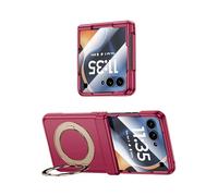 MiorMiar PC Flip Phone Case for Motorola RAZR 50/60/70, Protective Cover for Moto 60 Ultra/70 Ultra with Magnetic Ring Screen Protector (Red,HD Screen,RAZR 60Ultra)