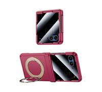 MiorMiar PC Flip Phone Case for Motorola RAZR 50/60/70, Protective Cover for Moto 60 Ultra/70 Ultra with Magnetic Ring Screen Protector (Red,Anti-Peep,RAZR 70)