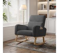 MIOSUT mecedora, silla mecedora de tela con respaldo alto Rocking Chair con bolsillo lateral, silla basculante interior exterior (Sherpa, gris oscuro)