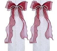 MiOYOOW 2 Abrazaderas para Cortinas con Lazo, Abrazaderas Decorativas de Perlas para Cortinas del hogar, Dormitorio, Oficina