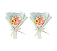 MiOYOOW 2 ramos de flores de ganchillo, hechas a mano, ramo de flores artificiales para San Valentín, cumpleaños, boda, Navidad, Acción de Gracias