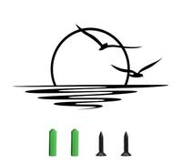 MiOYOOW Arte de pared de metal con amanecer, esculturas de pared minimalistas modernas, decoración de pared con sol y gaviotas, arte lineal para el hogar, adorno, decoración de exteriores