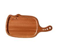 MiOYOOW Bandeja de madera para servir, plato con forma de gato, tabla de cortar 2 en 1 con asa y orificios para colgar aperitivos, bistecs y decoración del hogar
