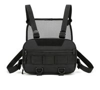 MiOYOOW Bolsa de pecho deportiva, bolsillo táctico en el pecho, transpirable, bolsillo para chaleco para correr, senderismo, ciclismo, caza, pesca, viajes, Negro , Classique