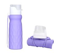 MiOYOOW Botella de agua plegable de silicona, botella de agua portátil, botellas de agua plegables reutilizables, ecológicas y compactas para deportes y actividades al aire libre, a prueba de fugas y