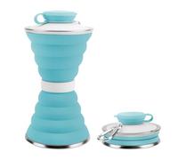 MiOYOOW Botella de silicona plegable de 500 ml con mosquetón de aluminio para gimnasio, camping, senderismo