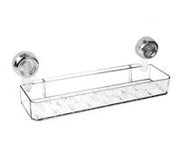 MiOYOOW Cesta de ducha de pared transparente, estante de ducha con ventosa con cerradura, carro con agujeros de drenaje para baño, dormitorio o cocina