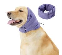MiOYOOW Cobertura para orejas sin solapa para perros, fácil de limpiar, con autoadhesivo ajustable, para aliviar la ansiedad del perro, para calentar el cuello