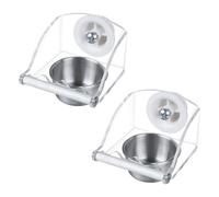 MiOYOOW Comedero para pájaros, comedero y agua, de acero inoxidable, con soporte de sujeción para periquitos, cacatúas, pinzones