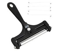 MiOYOOW - Cortador de queso de alambre, corte de queso ajustable de acero inoxidable con 4 hilos de acero inoxidable y rodillo para cortar quesos y mantequilla