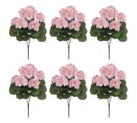 MiOYOOW Flores Artificiales, 6 Ramos de geranios de Seda, Resistentes a los Rayos UV, Flores de Geranio, decoración de Flores Artificiales para Uso Exterior, para el hogar, el jardín, la Boda