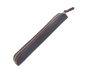 MiOYOOW - Funda de piel para bolígrafo retro con cremallera para bolígrafos y lápices, café, Clásico