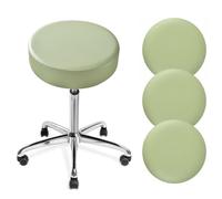 MiOYOOW Fundas redondas para taburetes, 4 fundas de cojín de asiento de piel sintética, impermeables, con banda elástica para sillas redondas de 30 a 36 cm