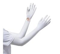 MiOYOOW - Guantes de protección UV, guantes largos de conducción de seda helada transpirable, guantes antideslizantes con pantalla táctil para conducción, ciclismo, senderismo, pesca, blanco