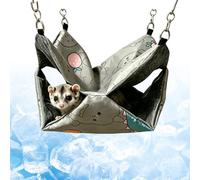 MiOYOOW Hamaca para animales pequeños, cama colgante de doble capa, lavable para hámster, saco de dormir para ardillas deslizantes con gancho para colgar para hurones, ratas, hámsteres, ardillas