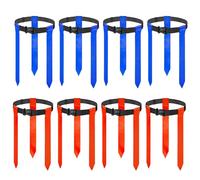 MiOYOOW - Juego de banderas de fútbol, 8 cinturones de fútbol con bandera ajustable, 24 banderas, rojo + azul, con bolsa de almacenamiento, accesorios para la competición de entrenamiento de los