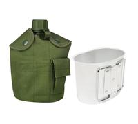 MiOYOOW - Juego de calabazas militares, 1 l, hervidor militar portátil, cantina de aluminio con funda de nailon para supervivencia al aire libre, senderismo, camping