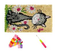 MiOYOOW Kit de alfombra con gancho de pestillo, kit de alfombra de ganchillo con patrón impreso, 20.5 x 15 pulgadas, costura creativa de alfombra para decoración del hogar