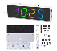 MiOYOOW Kit de práctica de soldadura, kit de reloj digital LED de colores RGB de 4 dígitos con carcasa acrílica, reloj despertador electrónico, proyecto de soldadura para principiantes, estudiantes y