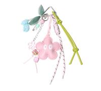 MiOYOOW Llavero floral, 7 colgante multifuncional para bolso, llavero de cuero PU con cuentas, para mochilas, bolsos y carteras, llave